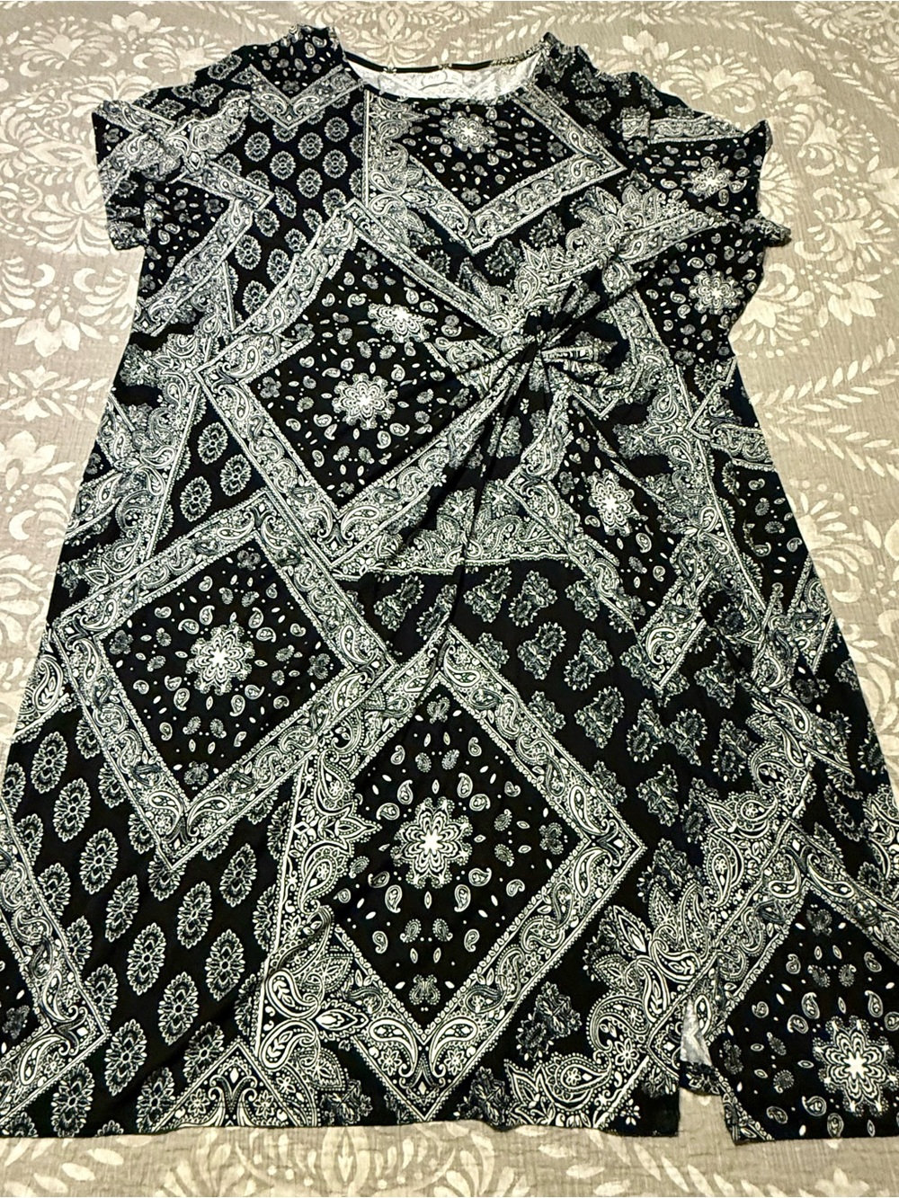Maurice’s Black Bandana Print Short Sleeve Dress